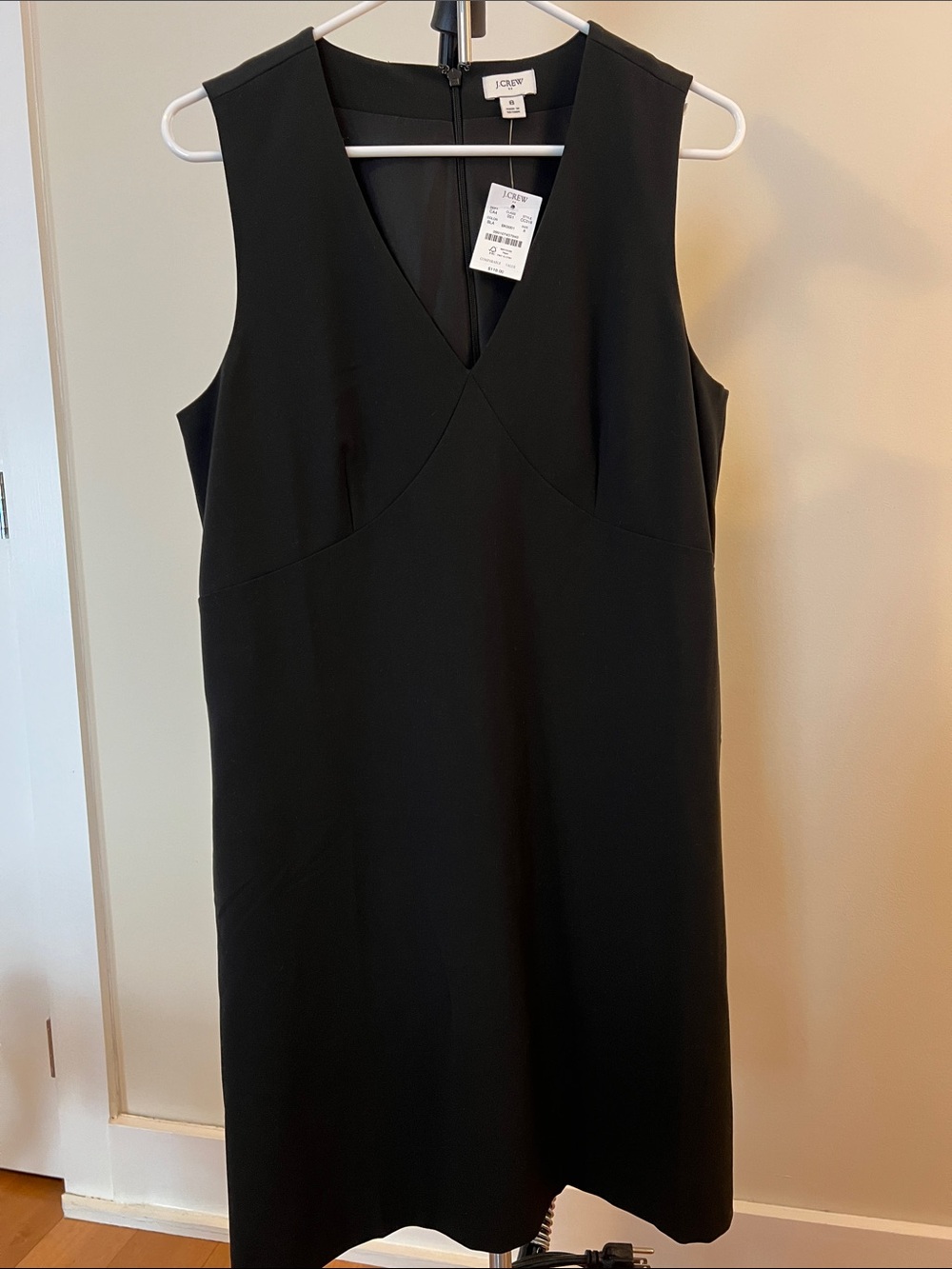 J. Crew Black V-Neck Midi Sheath Dress
